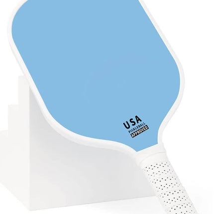 Light Blue Fiberglass Pickleball Paddle Set - 2 Minimalist Paddles, 4 Balls, and Carry Bag for Outdoor Play