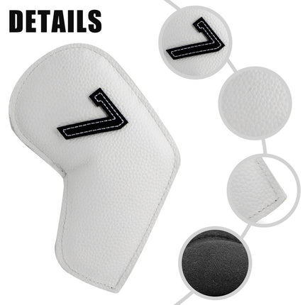 Khaki Golf Iron Head Covers Set of 10 - Waterproof PU Leather Club Protectors with Embroidered Numbers (3-9, P, A, S)