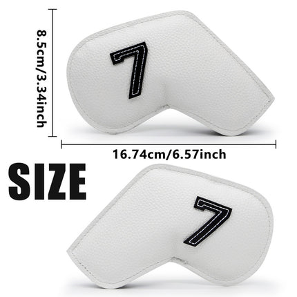 Dark Blue Golf Iron Head Covers Set of 10 - Waterproof PU Leather Club Protectors with Embroidered Numbers (3-9, P, A, S)