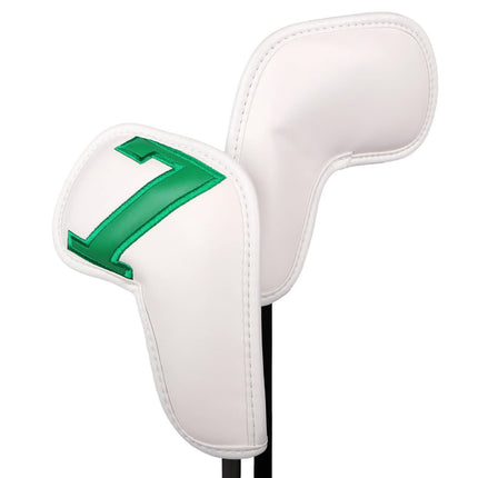 Colorful Words On Black Background PU Leather Golf Iron Headcovers Set (10pcs) - Numbered Protective Club Covers (4-9, P, A, S, L) Universal Fit
