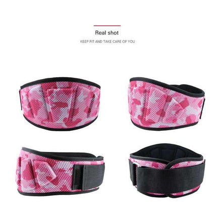 Size M Pink Camouflage Camo Weightlifting Belt - EVA Nylon Gym Belt for Squats, Deadlifts & Lumbar Support