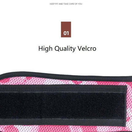 Size L Pink Camouflage Camo Weightlifting Belt - EVA Nylon Gym Belt for Squats, Deadlifts & Lumbar Support