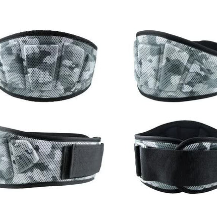 Size L Grey Camouflage Camo Weightlifting Belt - EVA Nylon Gym Belt for Squats, Deadlifts & Lumbar Support
