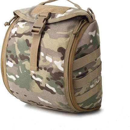 Camouflage Brown Tactical Helmet Bag & Utility Pouch - Padded MOLLE Gear Storage Carrier
