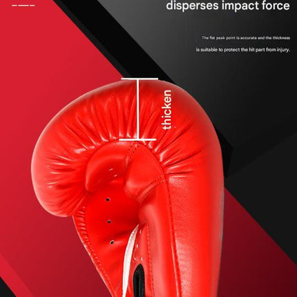 Red And Silver Durable 10oz PU Leather Boxing Gloves - Padded & Ventilated for Training