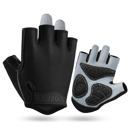 L Black Men's Summer Cycling Gloves - Breathable Half-Finger Non-Slip Fitness Training Gloves for Weightlifting