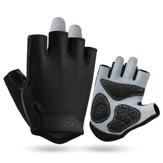 L Black Men's Summer Cycling Gloves - Breathable Half-Finger Non-Slip Fitness Training Gloves for Weightlifting