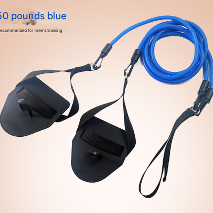Blue Flippers [Training Stroke] [50lbs] Swim Resistance Band Trainer - Dry-Land Arm Strength & Stroke Exercise Cords