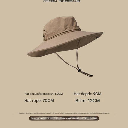 Water-Repellent Wide-Brim Bucket Hat with Adjustable Chin Strap - Sun Protection Dark Blue