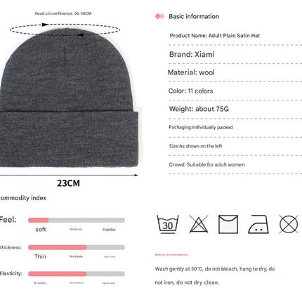 Premium Warm Beanie with Silk Satin Lining(White)