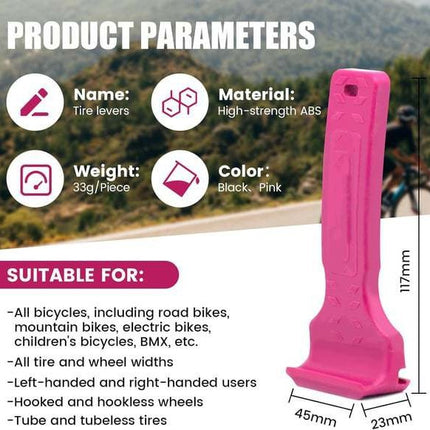 Pink Easy-to-use bicycle tire levers (one pair) - quick tire removal and installation tool