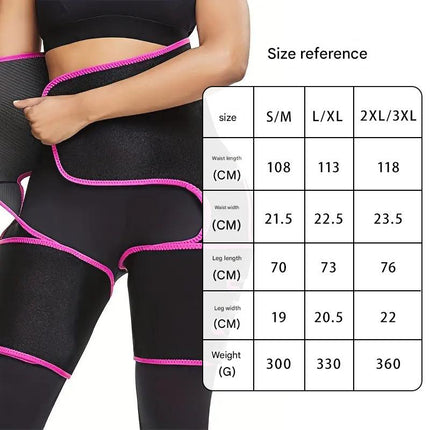 Black Women's 3-in-1 Body Shaper: Waist Cincher, Thigh Slimmer, Glute Lifter - Workout Gear (Size : XXL/XXXL)