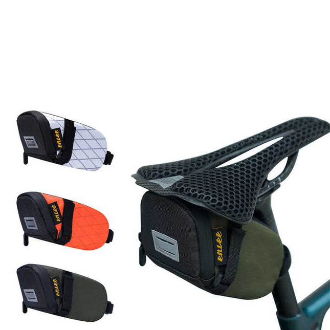 Green And Black Water-Resistant Bicycle Saddle Bag - 1.3L Reflective Seat Pack for Road & Mountain Bikes