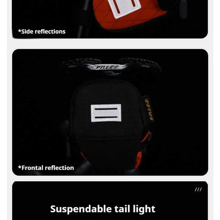 Orange And Black Water-Resistant Bicycle Saddle Bag - 1.3L Reflective Seat Pack for Road & Mountain Bikes