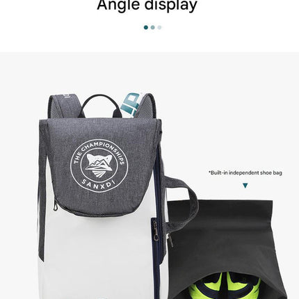 Purple and White Multifunctional Tennis & Badminton Backpack - Waterproof Racket Bag with Shoe Compartment