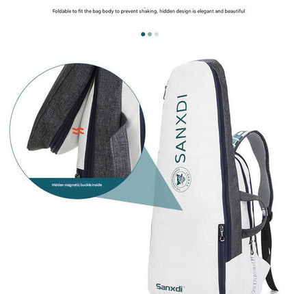 Blue and White Multifunctional Tennis & Badminton Backpack - Waterproof Racket Bag with Shoe Compartment