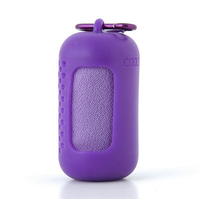 Purple Quick Dry Cooling Towel Set (2 Pack) - Microfiber Sport Towels with Silicone Cases & Carabiners