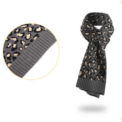 Pink Women's 3-Piece Winter Knit Set - Leopard Print Plush Lined Beanie Hat, Scarf & Touchscreen Gloves