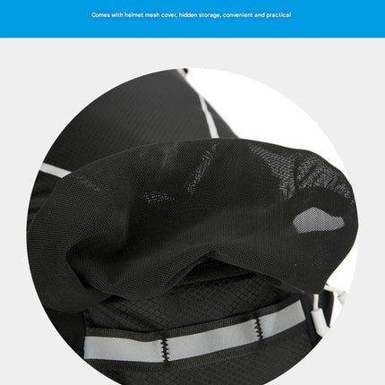 Black Lightweight 16L Outdoor Cycling & Hiking Backpack - Water-Repellent Nylon Daypack with Reflective Strips