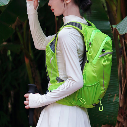 Red Lightweight 16L Outdoor Cycling & Hiking Backpack - Water-Repellent Nylon Daypack with Reflective Strips