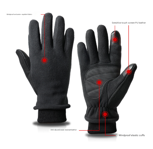 S Purple Warm Windproof Touchscreen Gloves - Anti-Slip Grip for Winter Cycling & Outdoor Sports