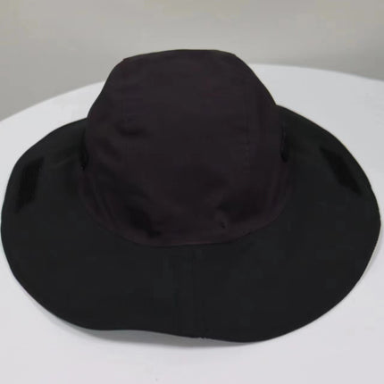 Dark Purple Autumn-Winter Waterproof Sun Hat with Fleece Lining and Wide Brim