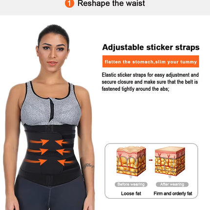Size S Black Womens Sweat-Enhancing Waist Trainer Belt - Dual Strap Zipper Tummy Control Cincher for Workout & Postpartum Shaping