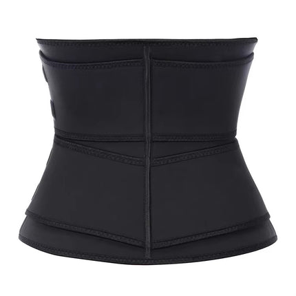 Size L Black Womens Sweat-Enhancing Waist Trainer Belt - Dual Strap Zipper Tummy Control Cincher for Workout & Postpartum Shaping