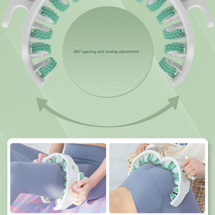 Green and White Adjustable 3D Leg & Body Roller Massager - Deep Tissue Muscle Relief for Thighs, Calves, Arms - Fascia & Cellulite Tool with Detachable Handles