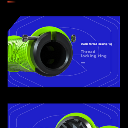 Green Ergonomic Lock-On Bike Grips - Anti-Slip TPR Rubber, Alloy Rings & Plugs for MTB & Commuter Bikes