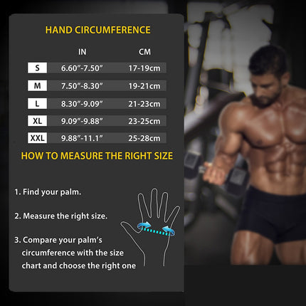 Size M Black Heavy Duty Workout Gloves with Wrist Support - Anti-Slip Gel Padded Gym Gloves for Weightlifting, Training & Fitness