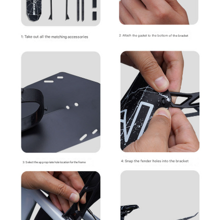 Style E Black Lightweight Bicycle Rear Mudguard - Adjustable PP5 Fender for MTB, Road & Folding Bikes (NOT for V-Brakes)