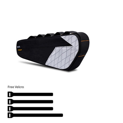 Black and White Waterproof Bicycle Frame Bag - 2.5L Slim Top Tube Storage Pouch for Cycling Essentials