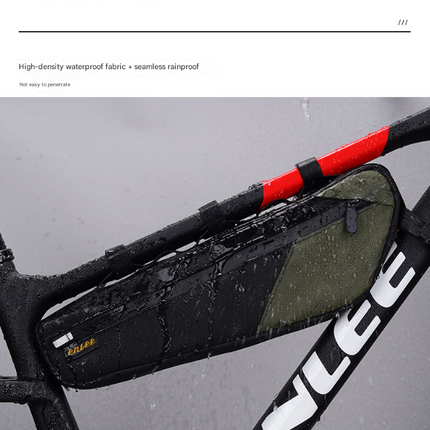 Black and White Waterproof Bicycle Frame Bag - 2.5L Slim Top Tube Storage Pouch for Cycling Essentials