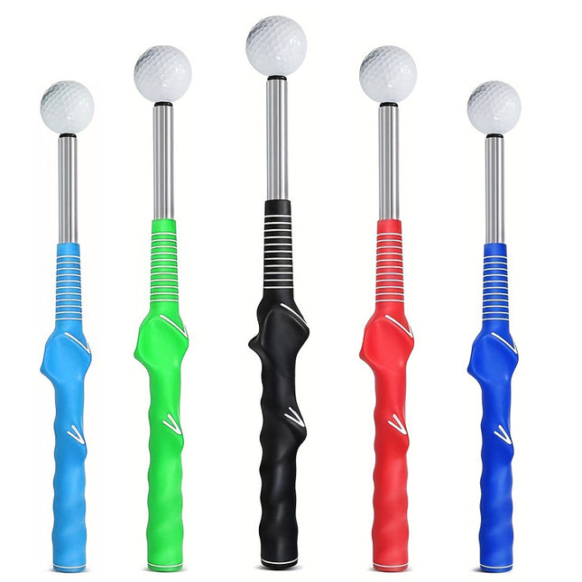 Green Pro Golf Swing Trainer - Extendable with Audible Click & Corrective Grip Aid