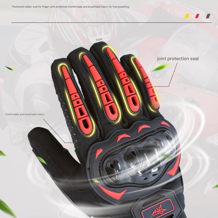 Size M Black Protective Motorcycle Riding Gloves - Hard Knuckle Armour & Touchscreen Fingertips