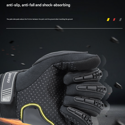 Size M Black Protective Motorcycle Riding Gloves - Hard Knuckle Armour & Touchscreen Fingertips