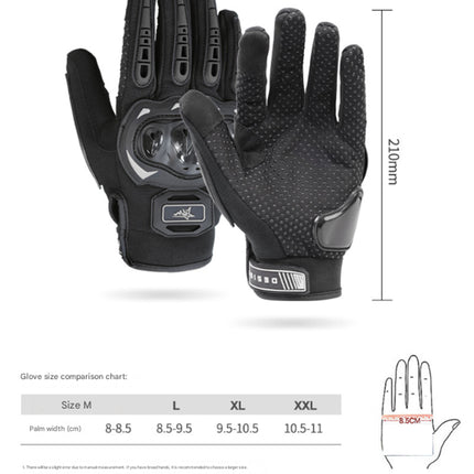Size 2XL Black Protective Motorcycle Riding Gloves - Hard Knuckle Armour & Touchscreen Fingertips