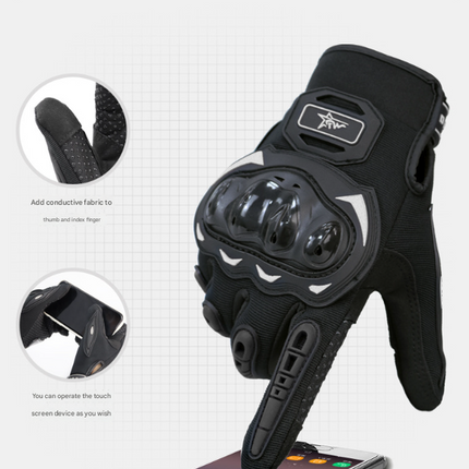 Size XL Red and Black Protective Motorcycle Riding Gloves - Hard Knuckle Armour & Touchscreen Fingertips