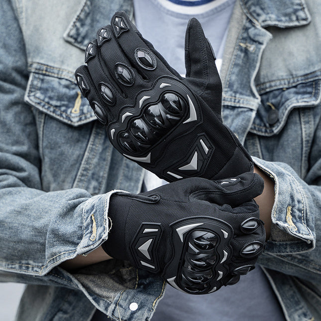 Size XL Purple and Black Protective Motorcycle Riding Gloves - Hard Knuckle Armour & Touchscreen Fingertips