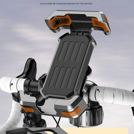 Black Heavy Duty Bike Phone Mount - Anti-Shake Motorcycle Holder with Secure Lock, 360 Rotation Cradle for All-Terrain Cycling