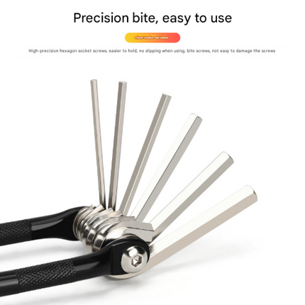 Black and Silver 16 in 1 Bicycle Repair Multi Tool - Compact Folding Bike Tool Kit with Chain Breaker for MTB Road Cycling