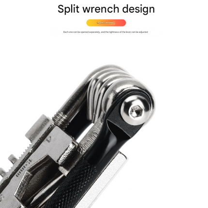 Black and Silver 16 in 1 Bicycle Repair Multi Tool - Compact Folding Bike Tool Kit with Chain Breaker for MTB Road Cycling