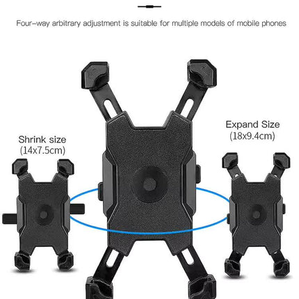 Red and Black Secure Grip Bike Phone Mount - Adjustable 360 Rotation Bicycle Handlebar Holder, Universal Cradle for MTB & Road Cycling