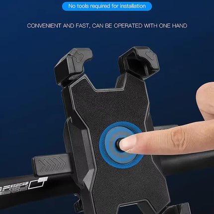 Blue and Black Secure Grip Bike Phone Mount - Adjustable 360 Rotation Bicycle Handlebar Holder, Universal Cradle for MTB & Road Cycling