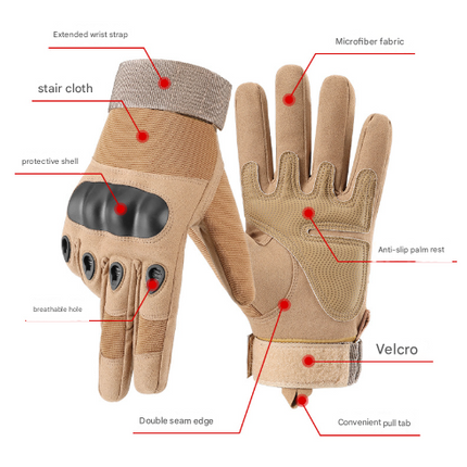 XL Khaki Hard Knuckle Tactical Gloves - Full-Finger Protective Gear for Motorcycle, Cycling & Outdoor Sports