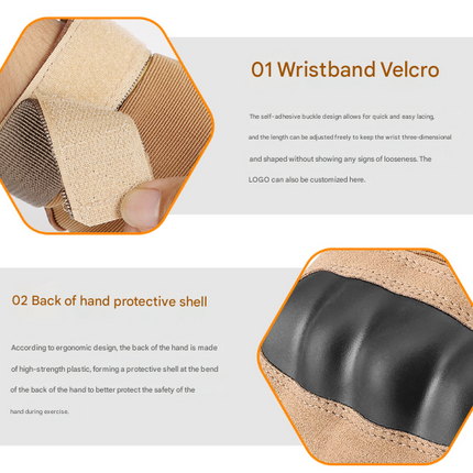 XL Khaki Hard Knuckle Tactical Gloves - Full-Finger Protective Gear for Motorcycle, Cycling & Outdoor Sports