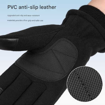 L Black Winter Fleece Touchscreen Gloves - Warm & Water-Repellent for Cycling & Outdoor Sports