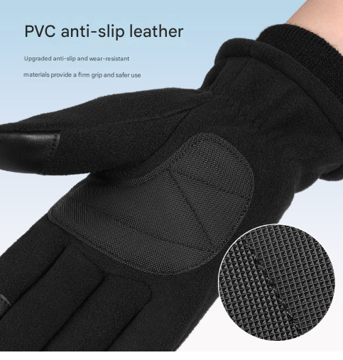 M Navy Blue Winter Fleece Touchscreen Gloves - Warm & Water-Repellent for Cycling & Outdoor Sports