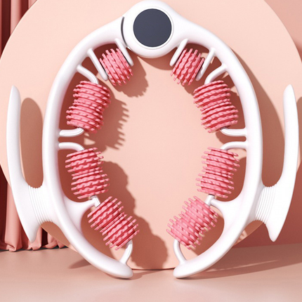 Pink Ergonomic U-Shape Leg Roller 360 Degree Massager for Muscle Relief Fitness Yoga